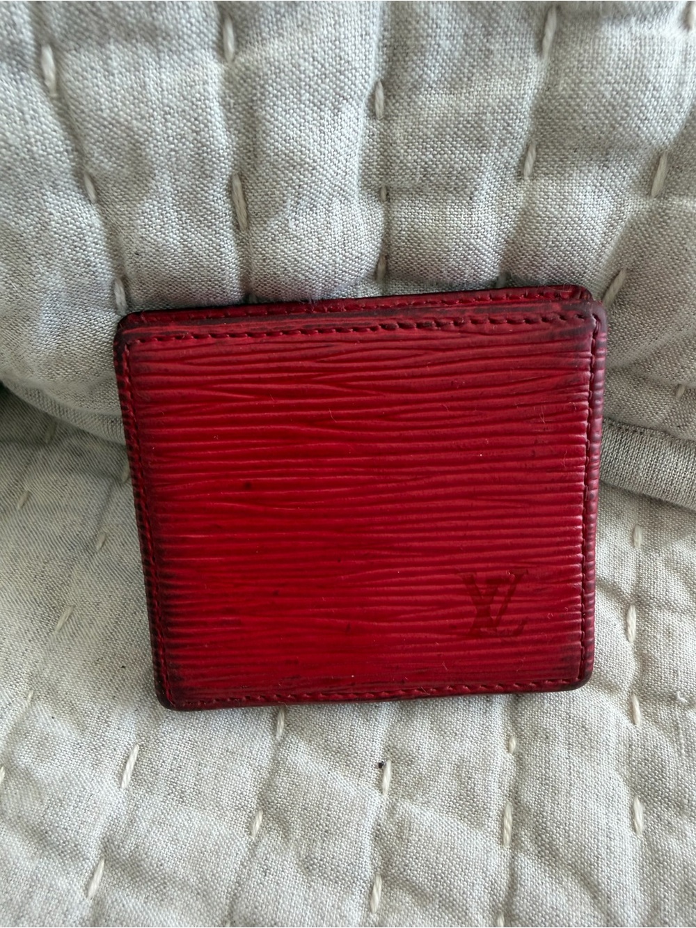 Louis Vuitton Castillion Red Epi Leather Coin Case 3x3